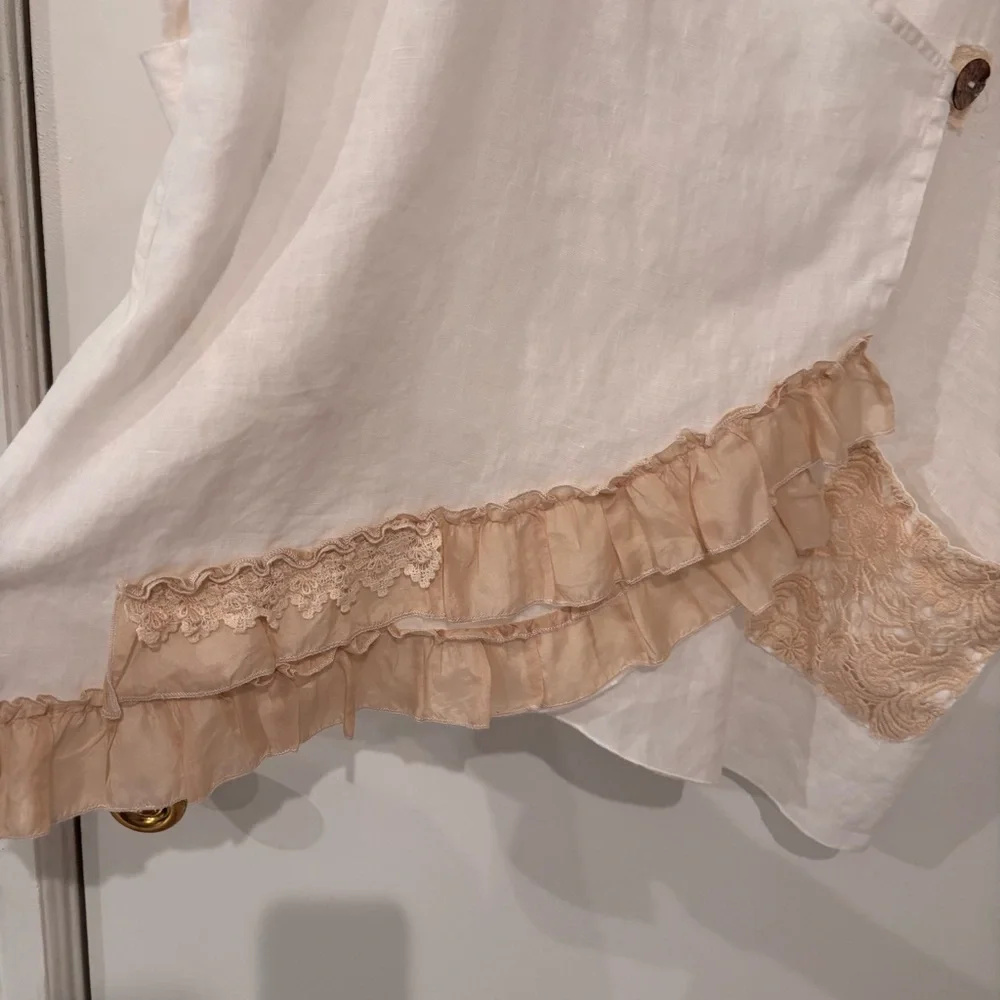 4 Love And Liberty Johnny Was Linen Crochet Embroidered Wrap Style Top Size M - Picture 5 of 16